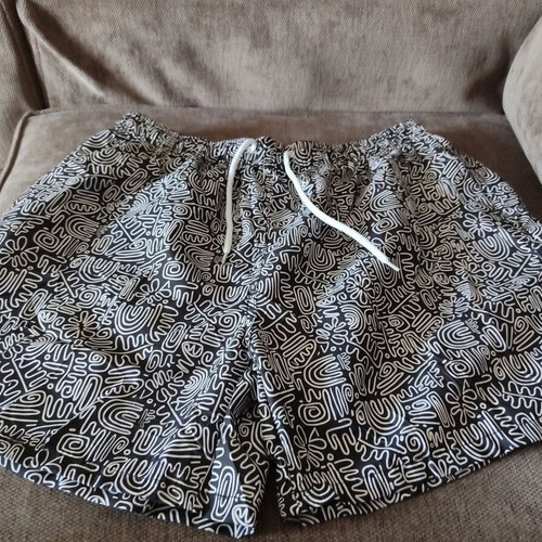 Men's swim shorts 2XL like new, black with white patterns