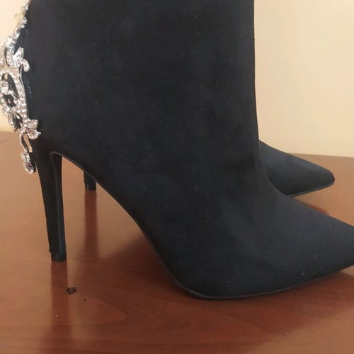 Booties with rhinestones new, size 38, black