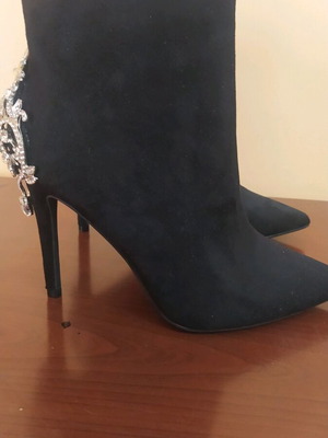 Booties with rhinestones new, size 38, black