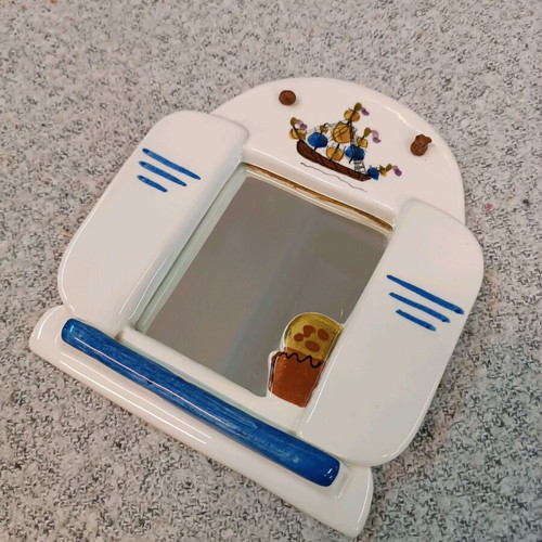 Handmade ceramic decorative mirror used 17×15 cm