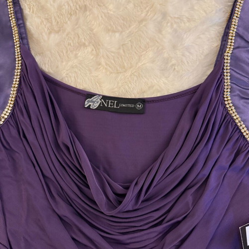 Anel evening blouse new, size Medium, purple with rhinestones