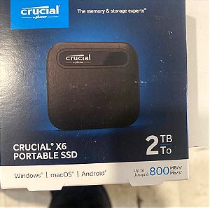 Crucial X6 USB 3.1 / USB-C Εξωτερικός SSD 2TB 2.5" Μαύρο σφραγισμένο