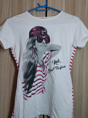 Nek Baby children's T-shirt like new, white and pink, size 16 for 11-12 years