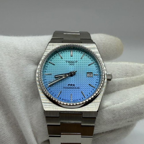 Tissot PRX Powermatic 80 watch, sky blue gradient
