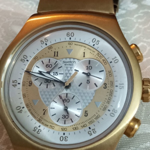 Swatch Golden Chest Irony Chronograph Swiss watch used, rare