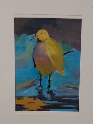 Bird acrylic painting on cardboard with frame 30×40cm new