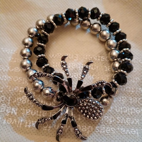 Double Spider Bracelet like new, black and silver
