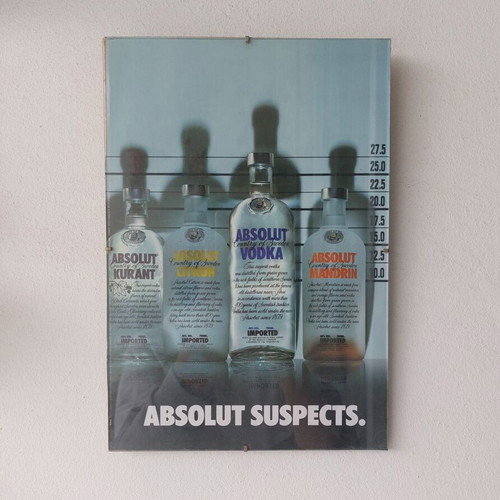 Absolut Suspects vintage framed advertisement used