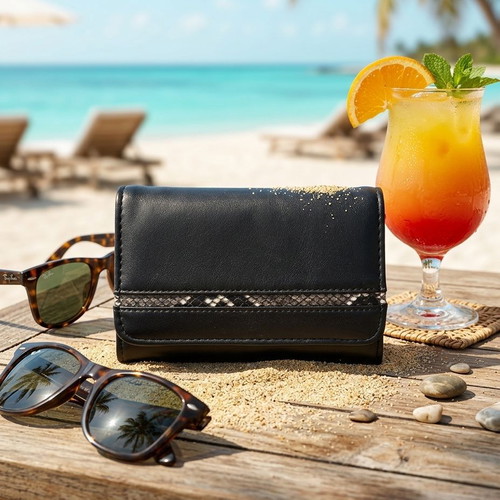 Black Python Line Allure women's wallet new, black