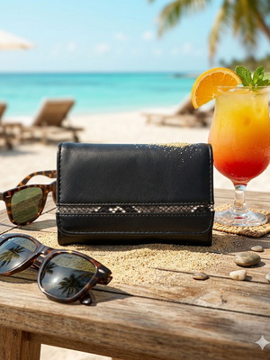 Black Python Line Allure women's wallet new, black