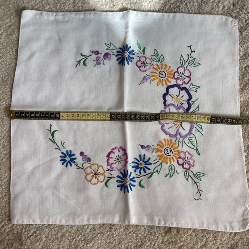 Embroidered pillowcase handmade used vintage