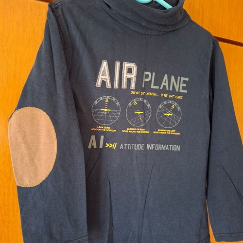 Okaidi children's turtleneck shirt used, blue, cotton, size 5-6 years