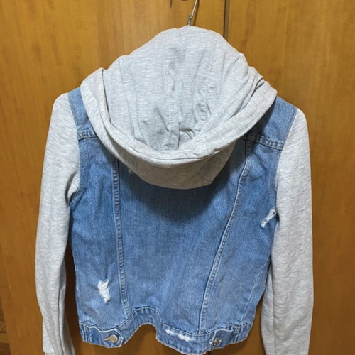 Denim jacket in cardigan style like new, grey and blue