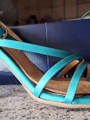 Envie Shoes satin sandals size 40 new, petrol turquoise