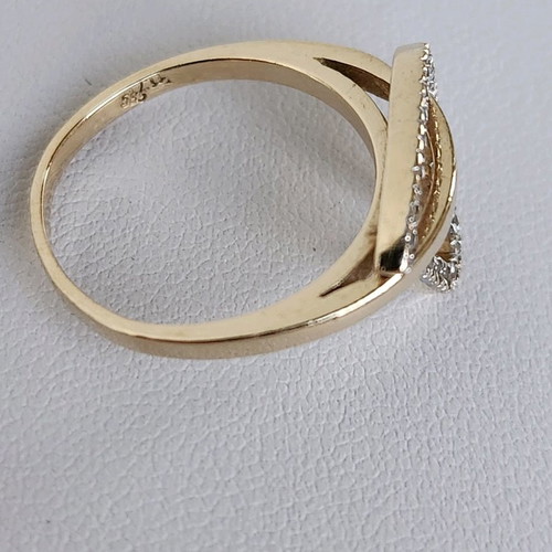 Gold ring 14 carat used, 585 gold with zircon, size 57 or 17