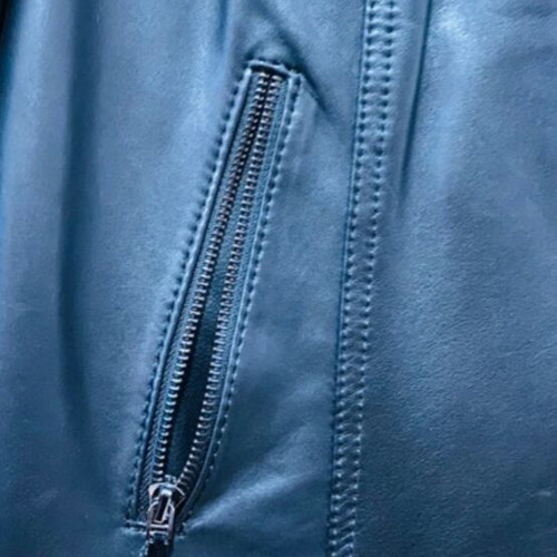 Leather jacket like new, modern, black, size XXL