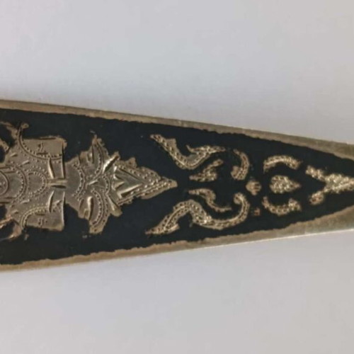 Silver 925 Tea Spoons Siam Set of 5 Used with Black Enamel Handles