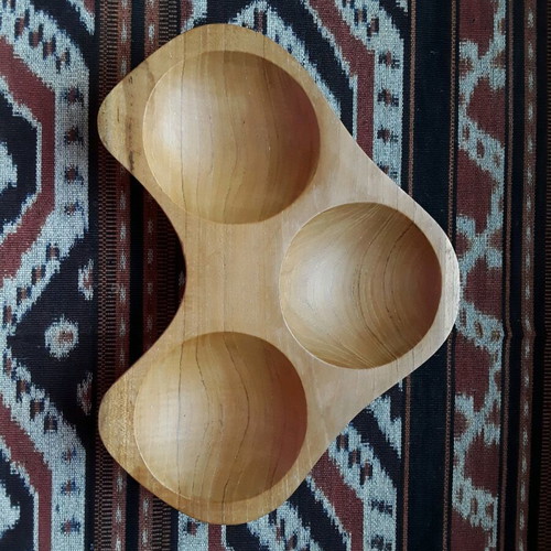 Wooden handmade teak tray with compartments for nuts new