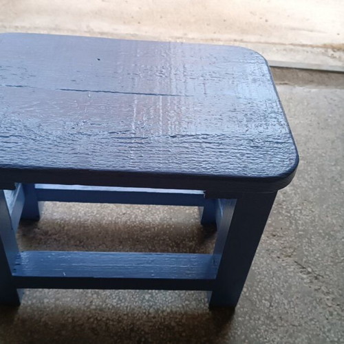 Wooden pine stool new, painted blue/purple