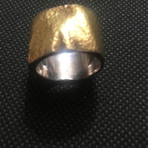 Ring silver with gold leaf new
