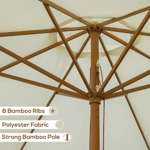 Wooden garden umbrella 3 x 2.5 meters new