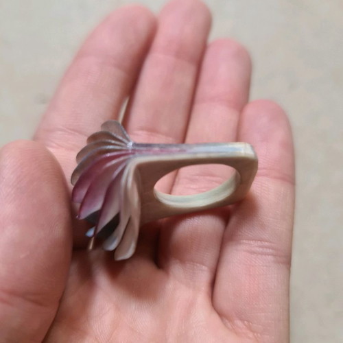 Papier Mache Ring like new, purple and turquoise