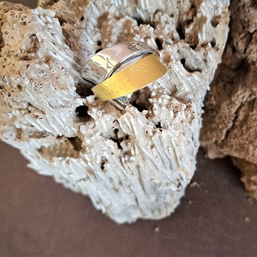 Silver ring 925 new with matte gold plating, size EU 53