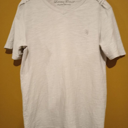 Lions Crest by English Laundry V-neck T-shirt new, S/M, gray, 100% cotton