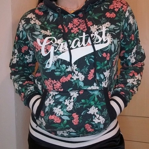 Athletic sweatshirt with floral print, like new, size XS/S