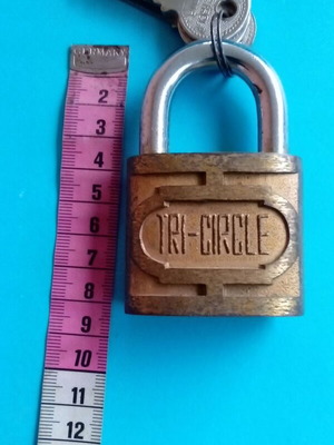 Tri Circle padlock used vintage, functional