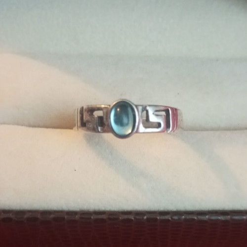 Silver 925 ring with blue zircon stone, used, size 56