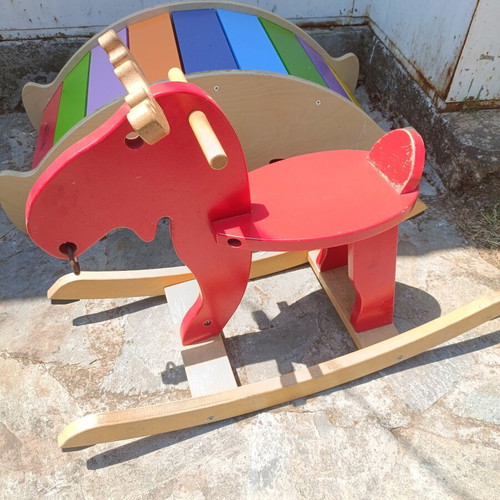 Wooden Balance Toy like new with repaired wooden rocking horse gift