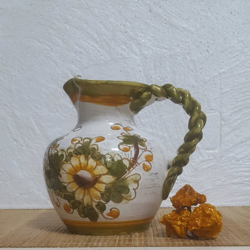 Vintage ceramic jug/vase with braided handle