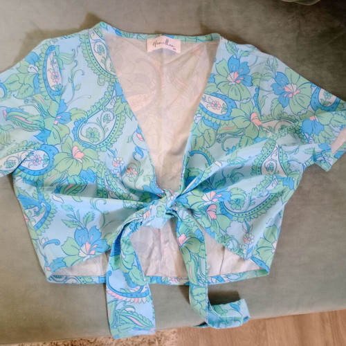 Crop top Hemithea medium-large like new, multicolor turquoise