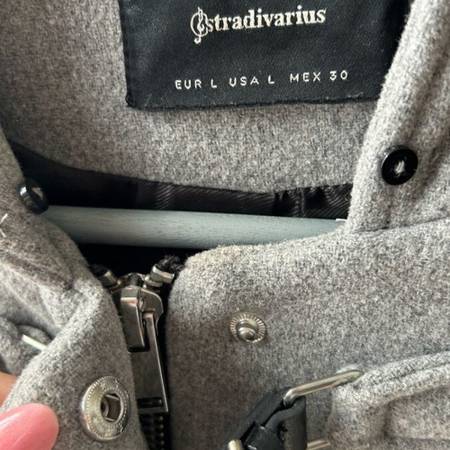 Stradivarius hooded coat gray like new size L