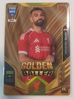 Κάρτα Panini Golden Baller Νο1 Mohamed Salah Liverpool FIFA 365 Andrenalyn XL 2026 σαν καινούργιο