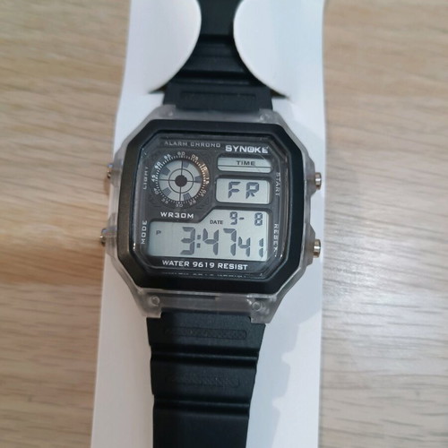 Ρολόι χειρός Synoke AE 1200 καινούργιο, μαύρο με φωτισμό led