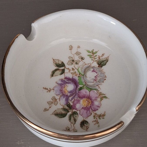 Ceramic set of three pieces with handpainted gold leaf decoration, 1960s