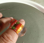 Plastic ring rainbow rectangular size 6.5/52/16.75 diameter