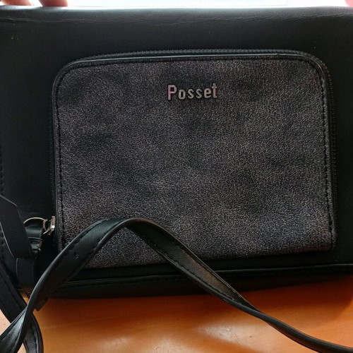 Crossbody bag used, black with strap