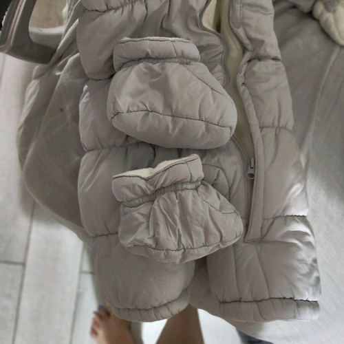 Prenatal baby snowsuit like new, silver-gray with panda design