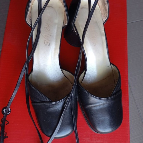 Vintage Shellys leather high heel shoes with strap used size 36-37