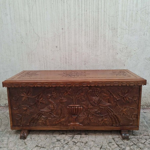 Handcrafted carved Metsovo chest with handles