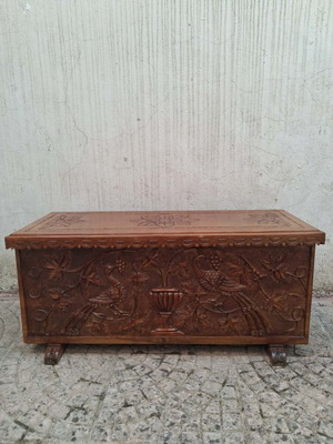 Handcrafted carved Metsovo chest with handles