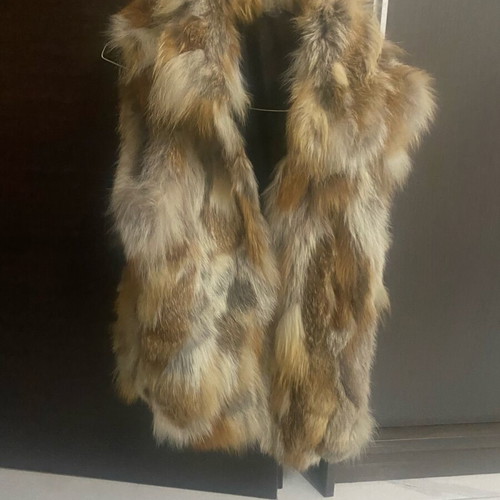 Fox vest lined like new, beige and brown