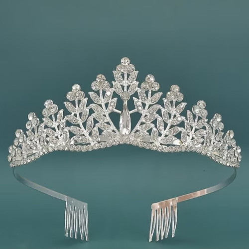 Bridal tiara with crystal rhinestones, unused