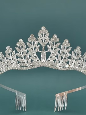 Bridal tiara with crystal rhinestones, unused