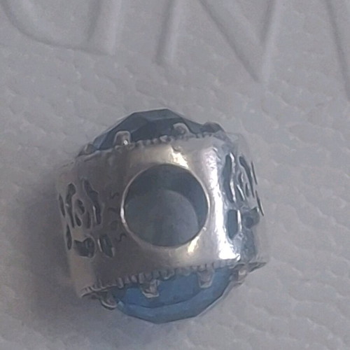 Charm for bracelets with blue crystal and zircon stones like new