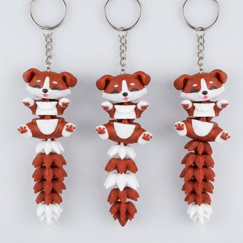 Articulated dog keychain, 12cm, multicolor