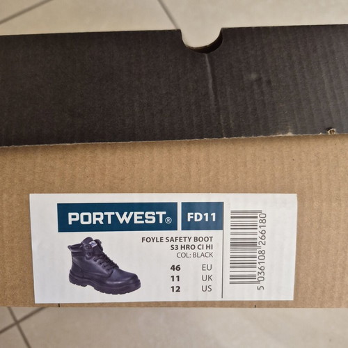 Portwest Foyle Safety Boot S3 HRO CI HI FD11 size 46 like new, black